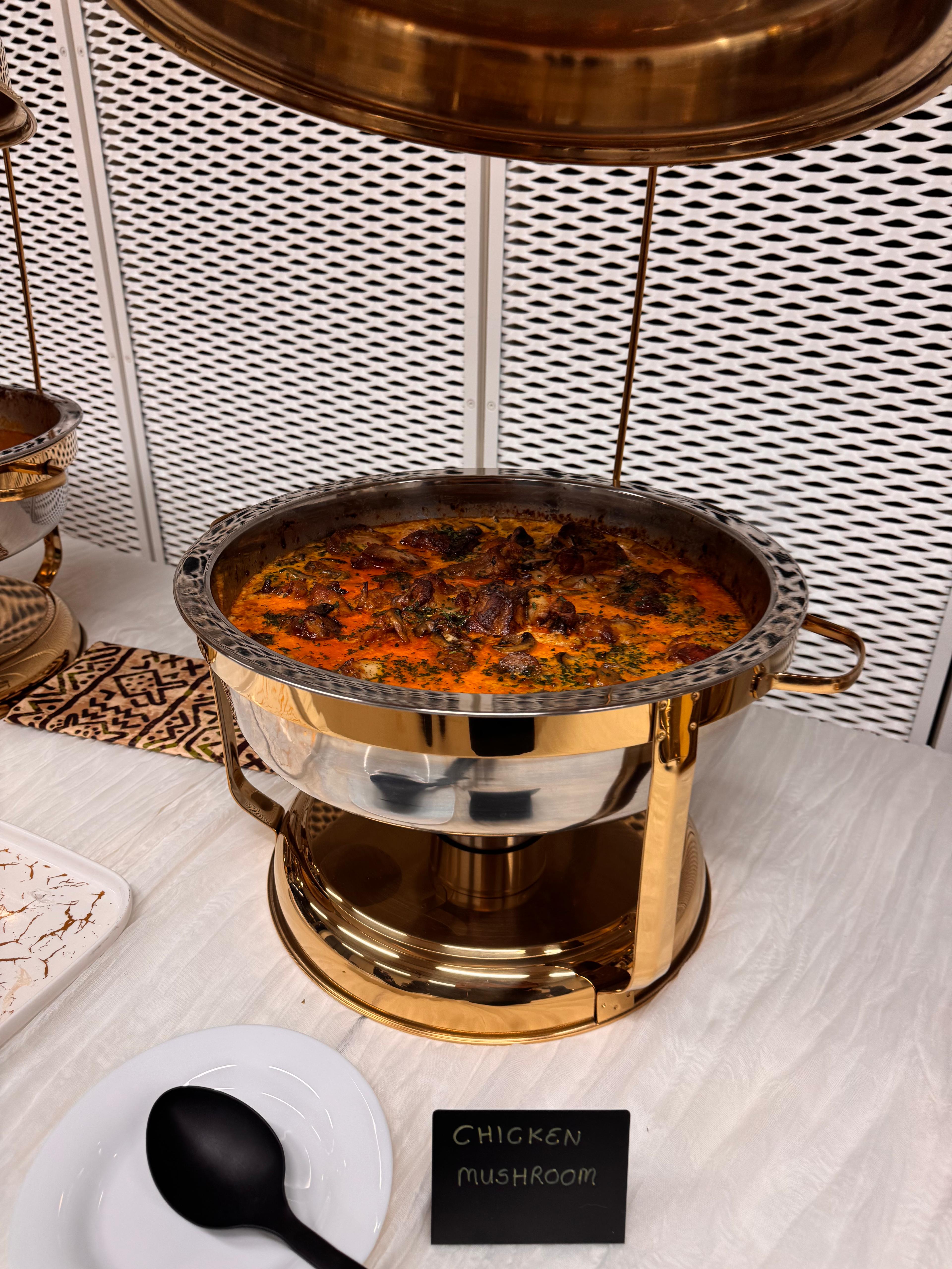 Buffet with rice and warm dishes